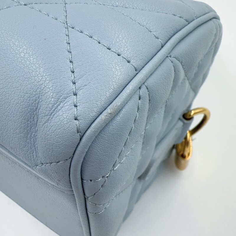 DIOR雲藍色羊皮金釦GROOVE保齡球包M1364UBOL-18