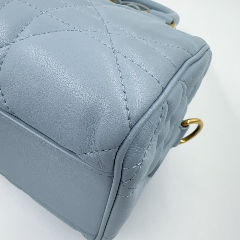 DIOR雲藍色羊皮金釦GROOVE保齡球包M1364UBOL-20