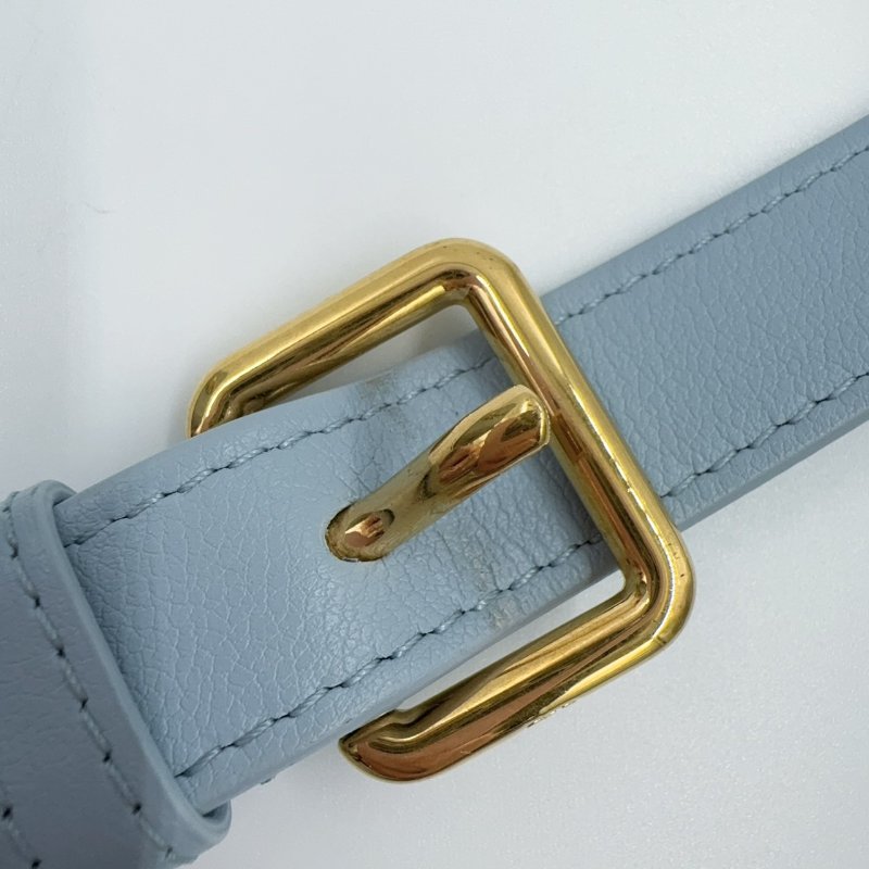 DIOR雲藍色羊皮金釦GROOVE保齡球包M1364UBOL-24