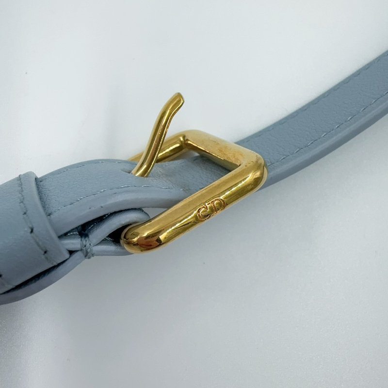 DIOR雲藍色羊皮金釦GROOVE保齡球包M1364UBOL-25