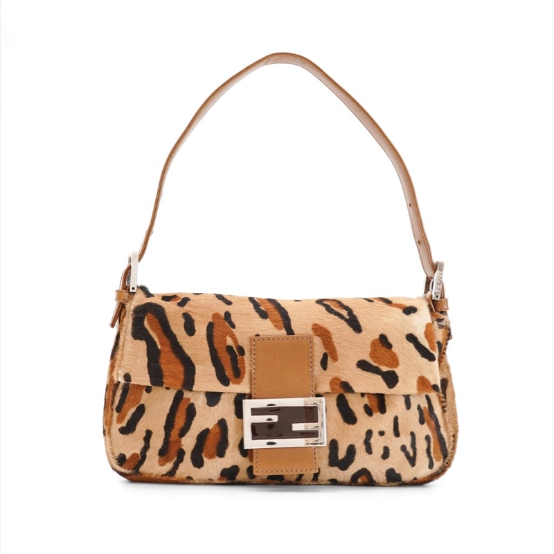 中古Fendi 豹紋馬毛法棍包-5