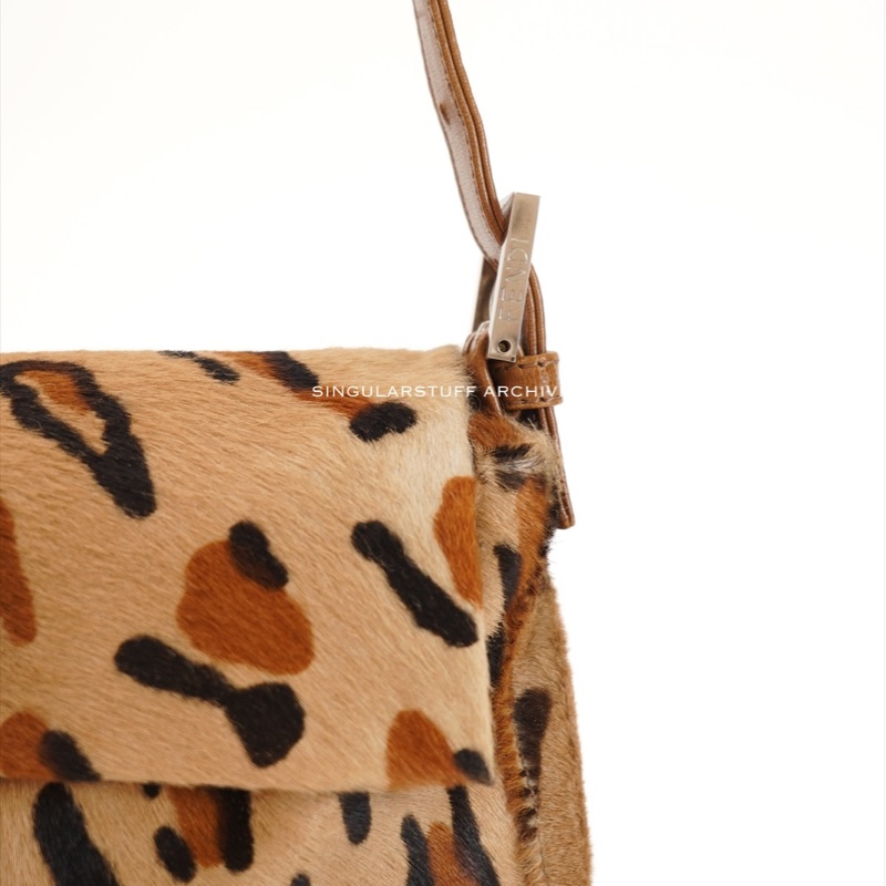 中古Fendi 豹紋馬毛法棍包-8
