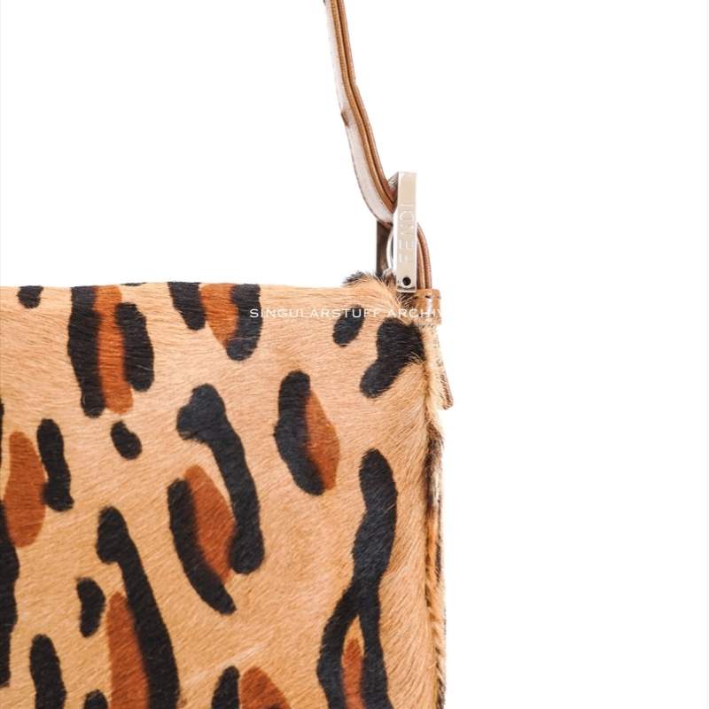 中古Fendi 豹紋馬毛法棍包-10