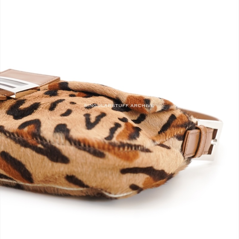 中古Fendi 豹紋馬毛法棍包-12