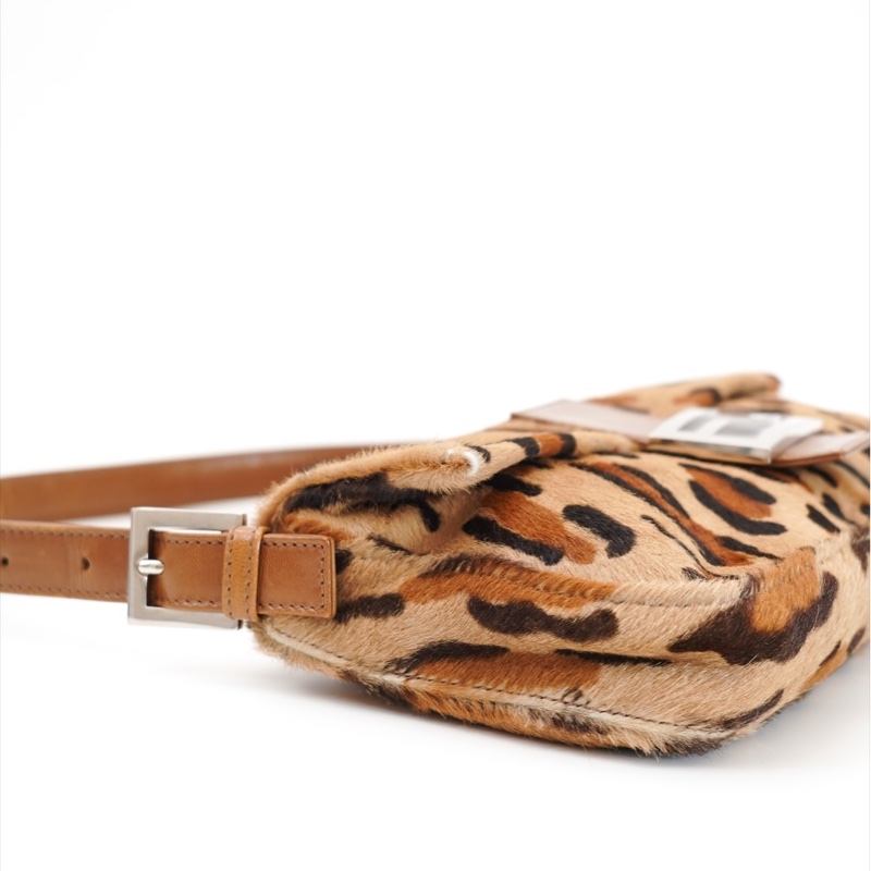 中古Fendi 豹紋馬毛法棍包-13