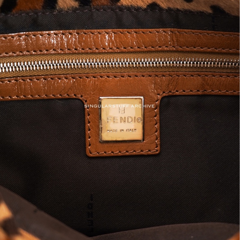 中古Fendi 豹紋馬毛法棍包-15