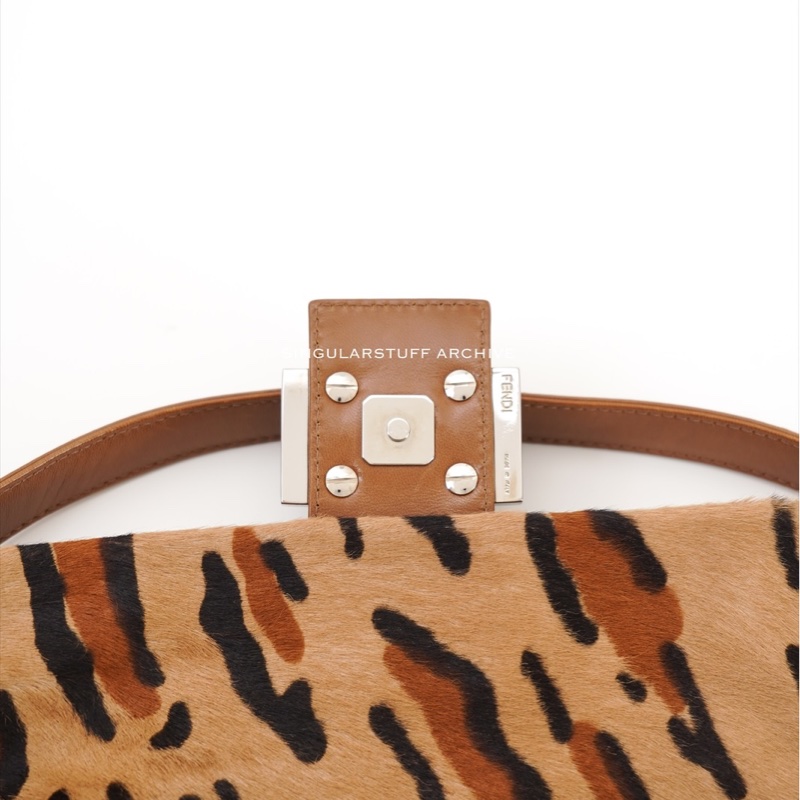 中古Fendi 豹紋馬毛法棍包-17