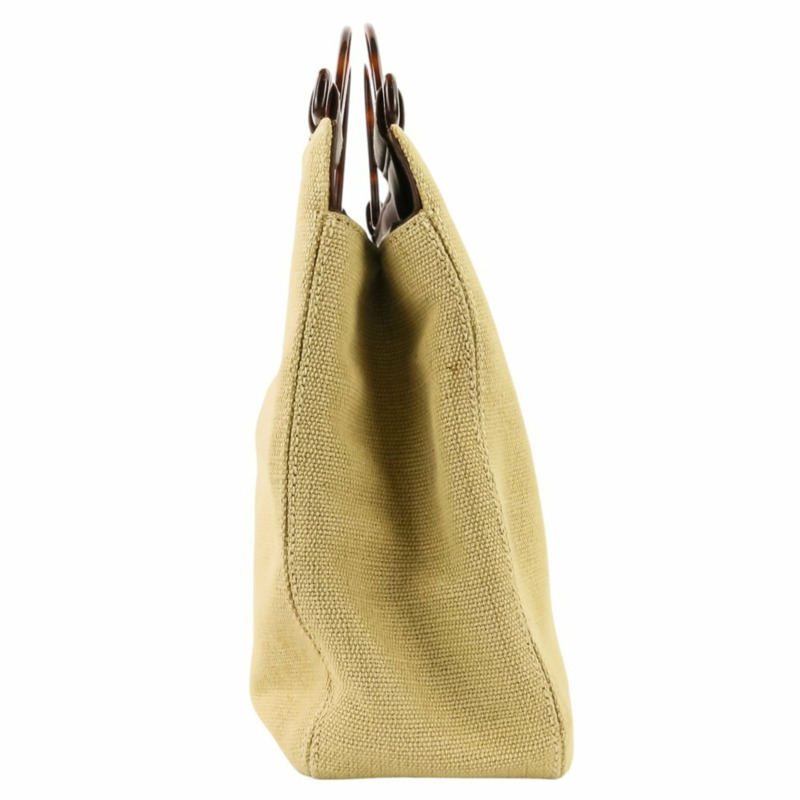 99P 香奈兒復古 Coco 縫線亞麻玳瑁紋手柄手提包 A12464Y01855 淺米色 女士-3