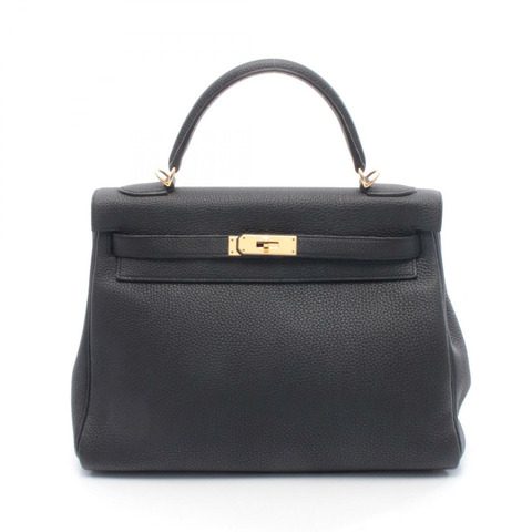 愛馬仕 Kelly 32 肩背包，Togo 皮革，黑色，金色五金，二手，女士款