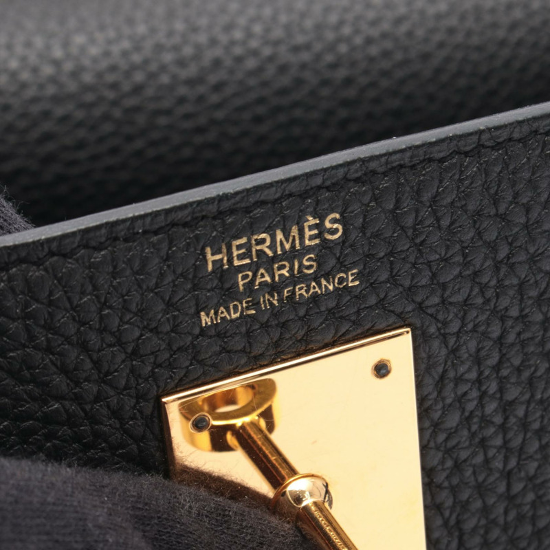 愛馬仕 Kelly 32 肩背包,Togo 皮革,黑色,金色五金,二手,女士款-3