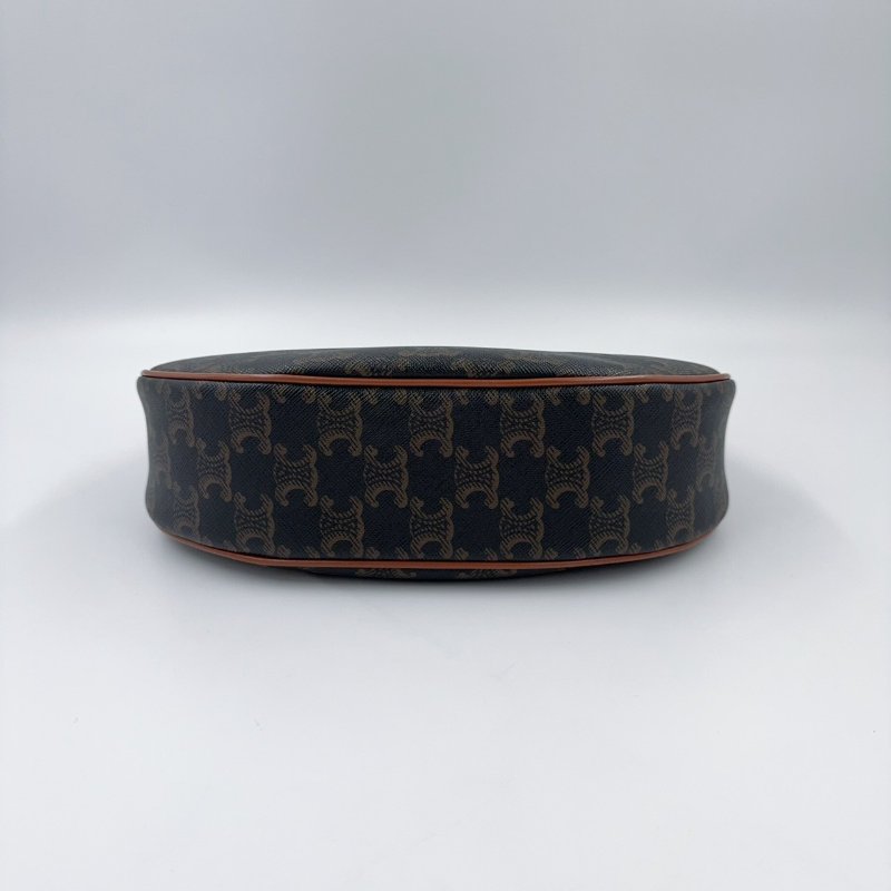 CELINE老花拼咖啡色皮革AVA腋下包-7