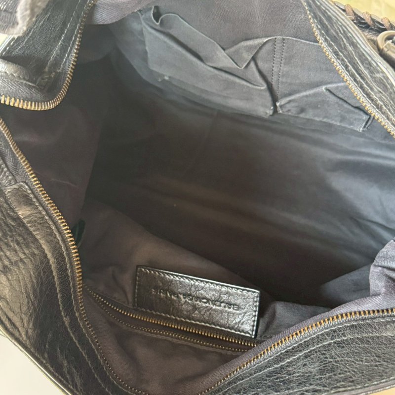 Balenciaga Velo 黑銀 銀扣 揉皺 羊皮 機車包 235216-4