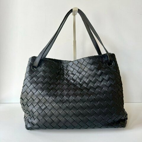 BOTTEGA VENETA Intrecciato 黑色 編織 經典 小羊皮 托特包