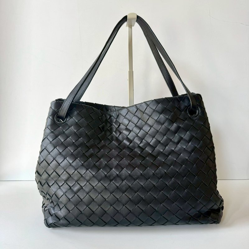 BOTTEGA VENETA Intrecciato 黑色 編織 經典 小羊皮 托特包-0