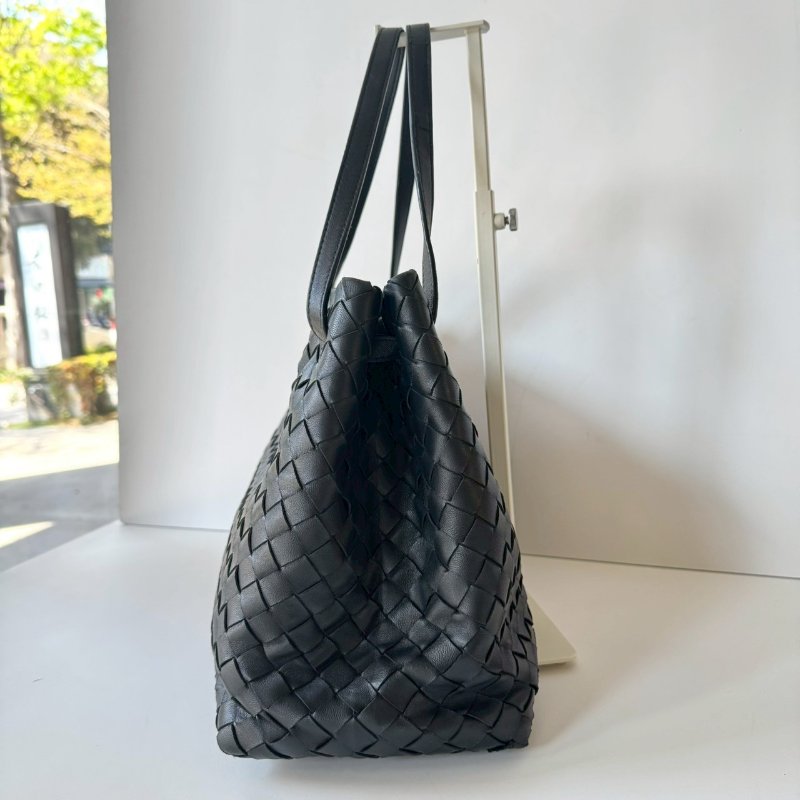 BOTTEGA VENETA Intrecciato 黑色 編織 經典 小羊皮 托特包-3