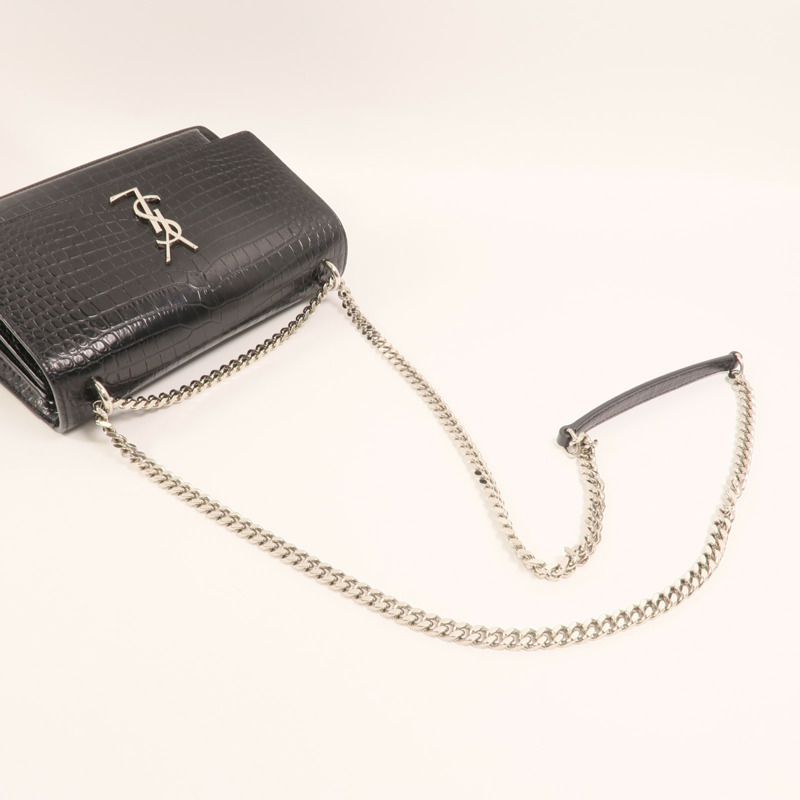 SAINT LAURENT 牛皮皮革Sunset Medium銀扣鏈帶肩背袋-8