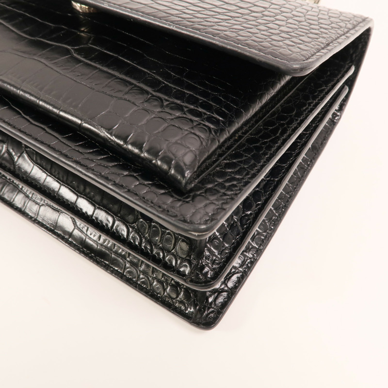 SAINT LAURENT 牛皮皮革Sunset Medium銀扣鏈帶肩背袋-9