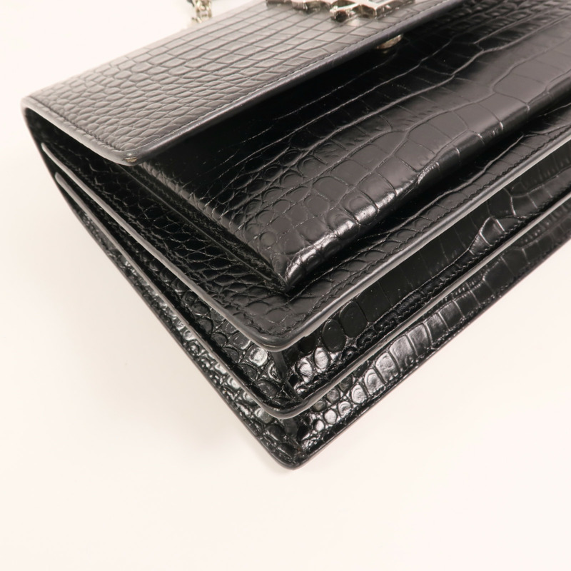 SAINT LAURENT 牛皮皮革Sunset Medium銀扣鏈帶肩背袋-10