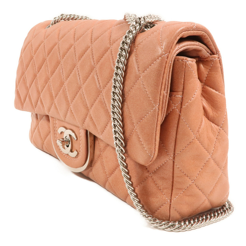 CHANEL 羊皮皮革Chain Shoulder銀扣鏈帶肩背袋-2