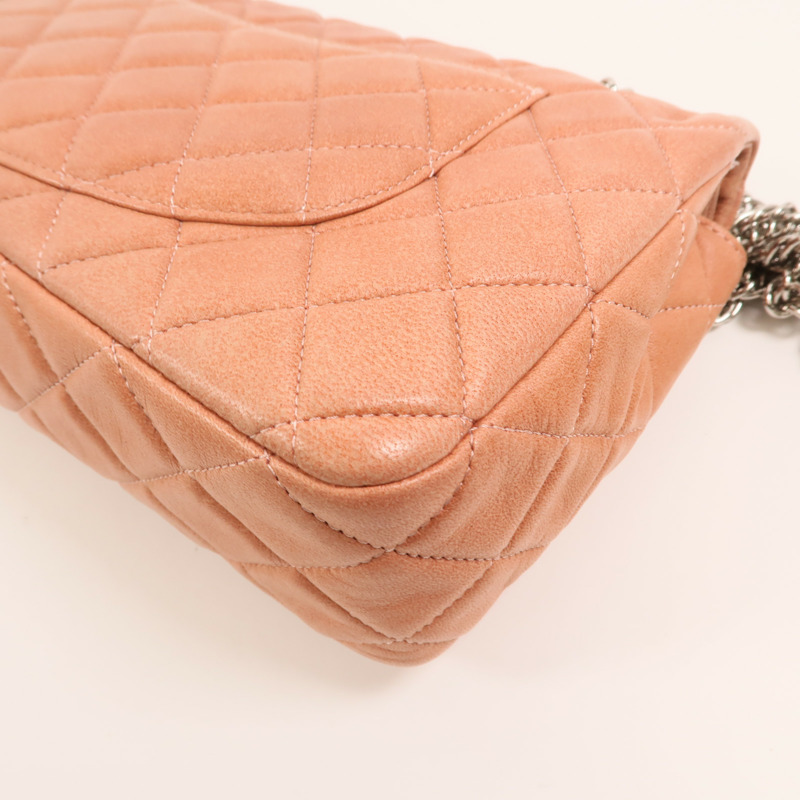 CHANEL 羊皮皮革Chain Shoulder銀扣鏈帶肩背袋-12