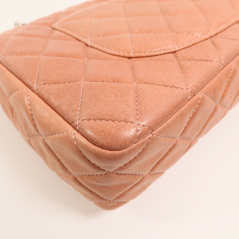 CHANEL 羊皮皮革Chain Shoulder銀扣鏈帶肩背袋-13