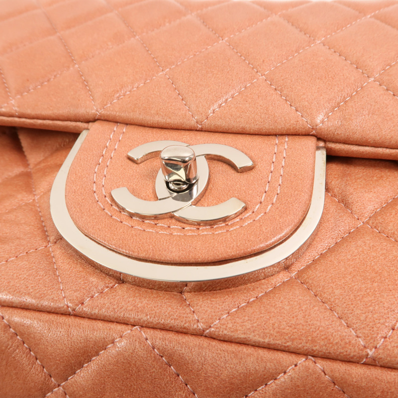 CHANEL 羊皮皮革Chain Shoulder銀扣鏈帶肩背袋-14