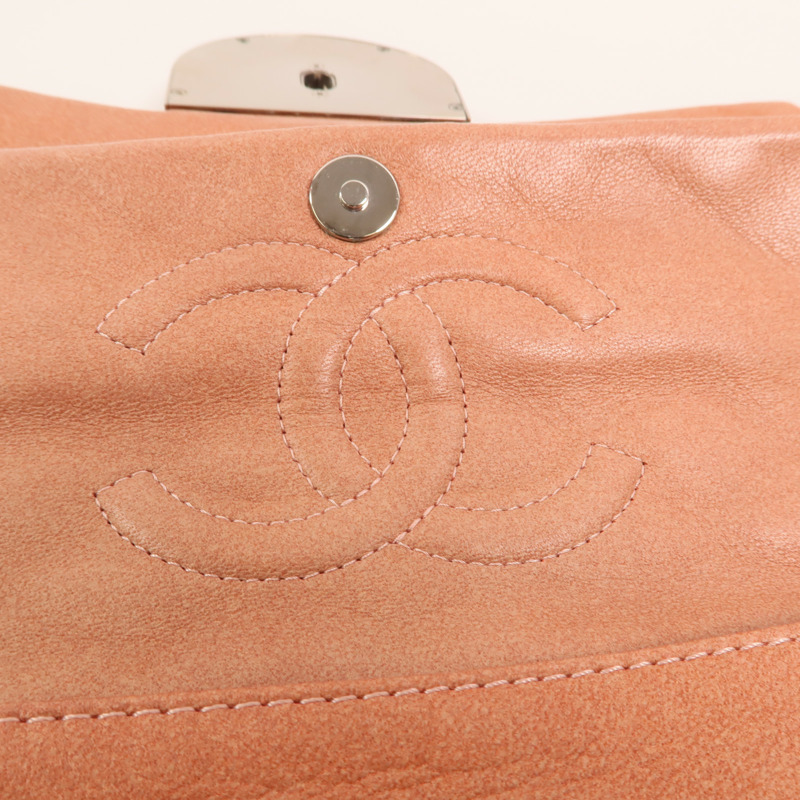 CHANEL 羊皮皮革Chain Shoulder銀扣鏈帶肩背袋-15