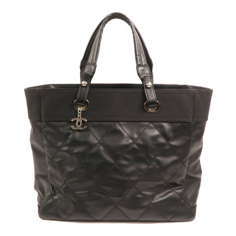 CHANEL 尼龍/帆布Tote Bag銀扣手挽袋