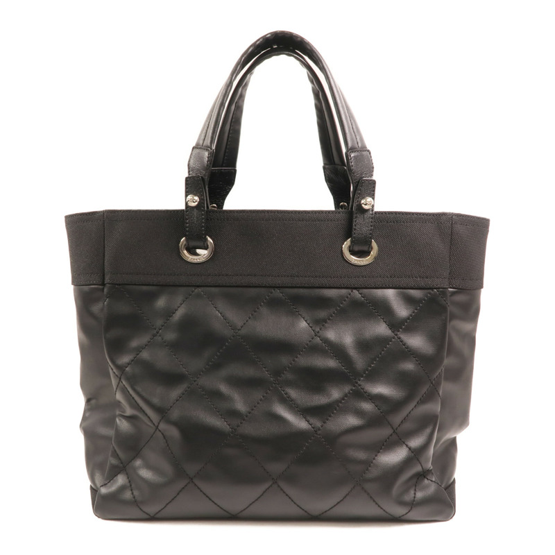 CHANEL 尼龍/帆布Tote Bag銀扣手挽袋-1