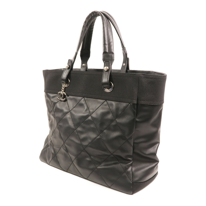 CHANEL 尼龍/帆布Tote Bag銀扣手挽袋-2