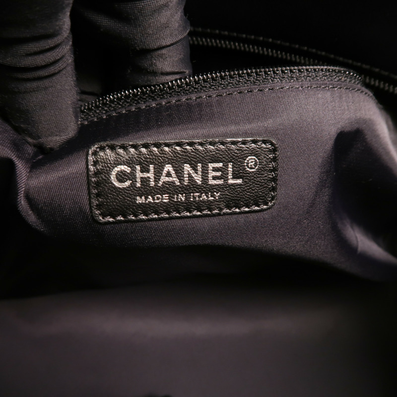 CHANEL 尼龍/帆布Tote Bag銀扣手挽袋-6