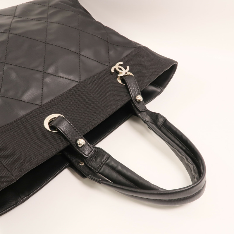 CHANEL 尼龍/帆布Tote Bag銀扣手挽袋-7
