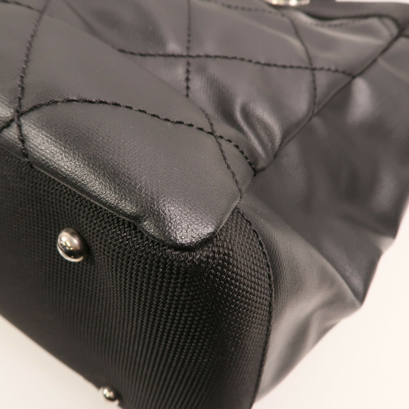 CHANEL 尼龍/帆布Tote Bag銀扣手挽袋-10