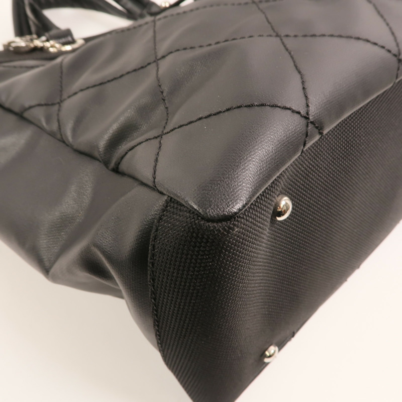 CHANEL 尼龍/帆布Tote Bag銀扣手挽袋-11