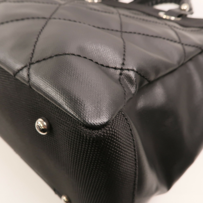 CHANEL 尼龍/帆布Tote Bag銀扣手挽袋-12