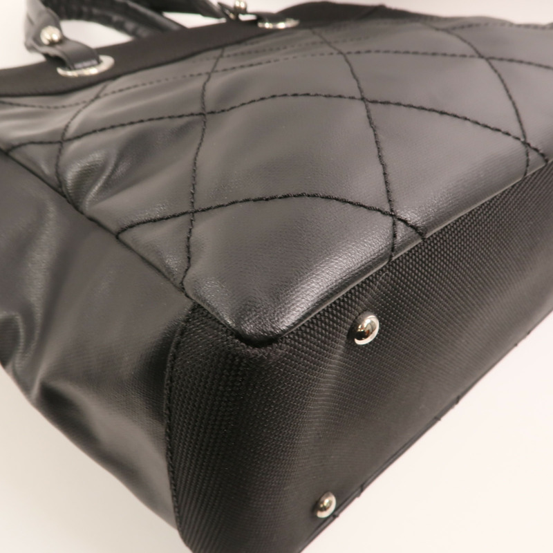 CHANEL 尼龍/帆布Tote Bag銀扣手挽袋-13