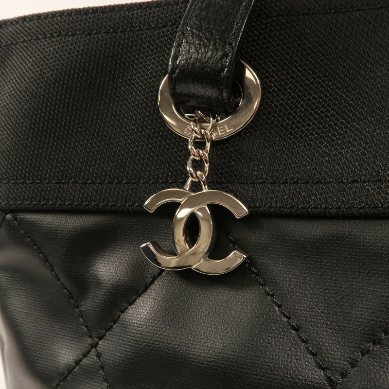 CHANEL 尼龍/帆布Tote Bag銀扣手挽袋-14