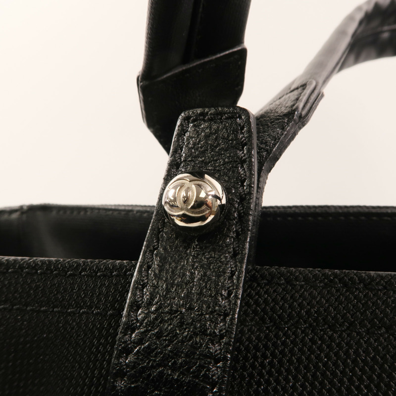 CHANEL 尼龍/帆布Tote Bag銀扣手挽袋-16