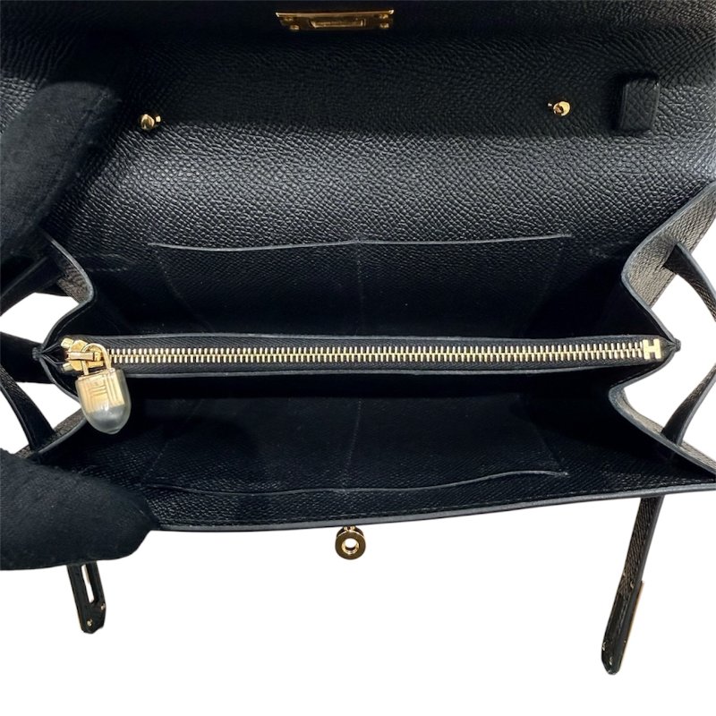 HERMES KELLY TO GO 側背包 Epsom 小牛皮 黑色 金扣-10