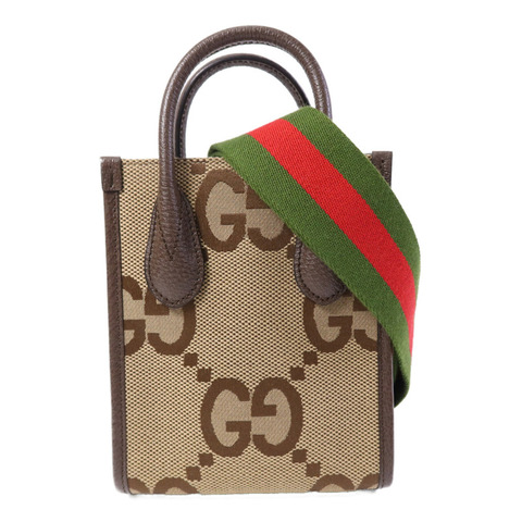 GUCCI 帆布Jumbo GG金扣手挽肩背兩用袋