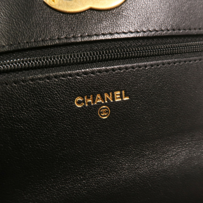 CHANEL 羊皮皮革WOC 19金扣鏈帶肩背袋-5