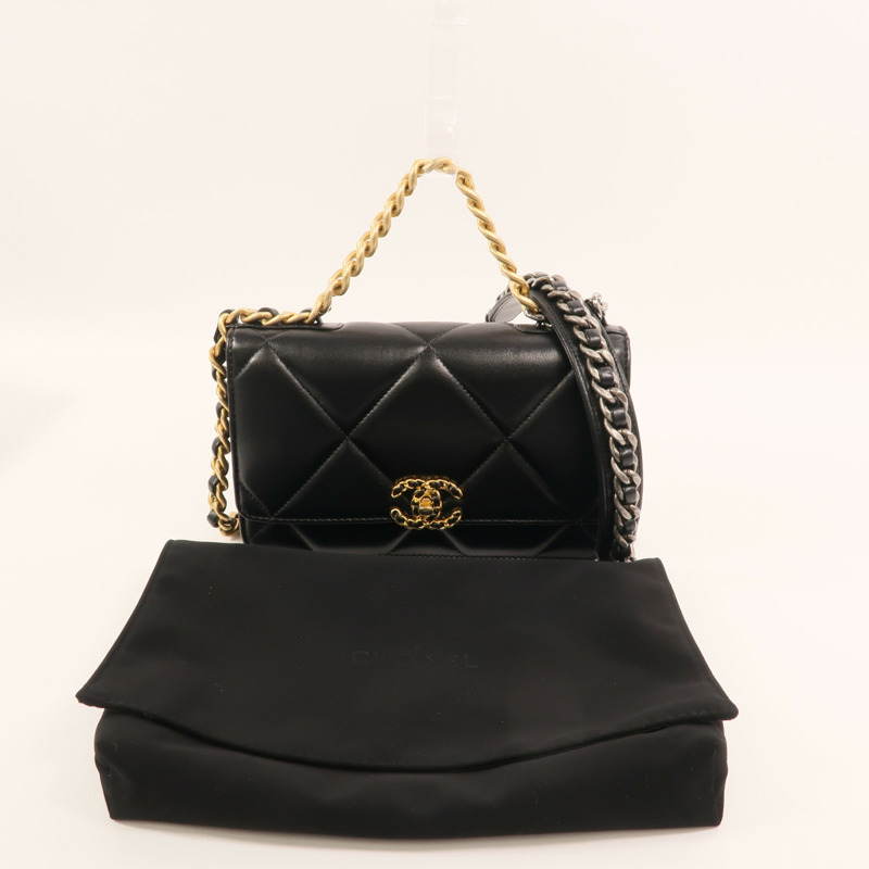 CHANEL 羊皮皮革WOC 19金扣鏈帶肩背袋-9