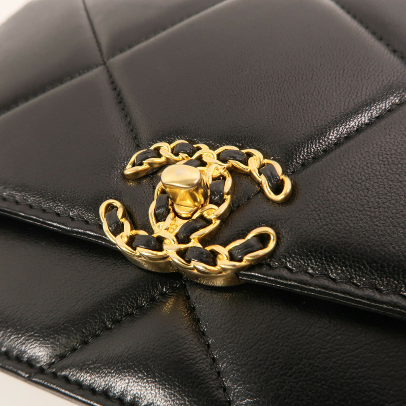 CHANEL 羊皮皮革WOC 19金扣鏈帶肩背袋-14