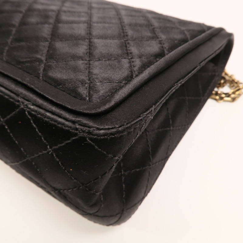 CHANEL Satin 2.55 Medium金扣鏈帶肩背袋-11