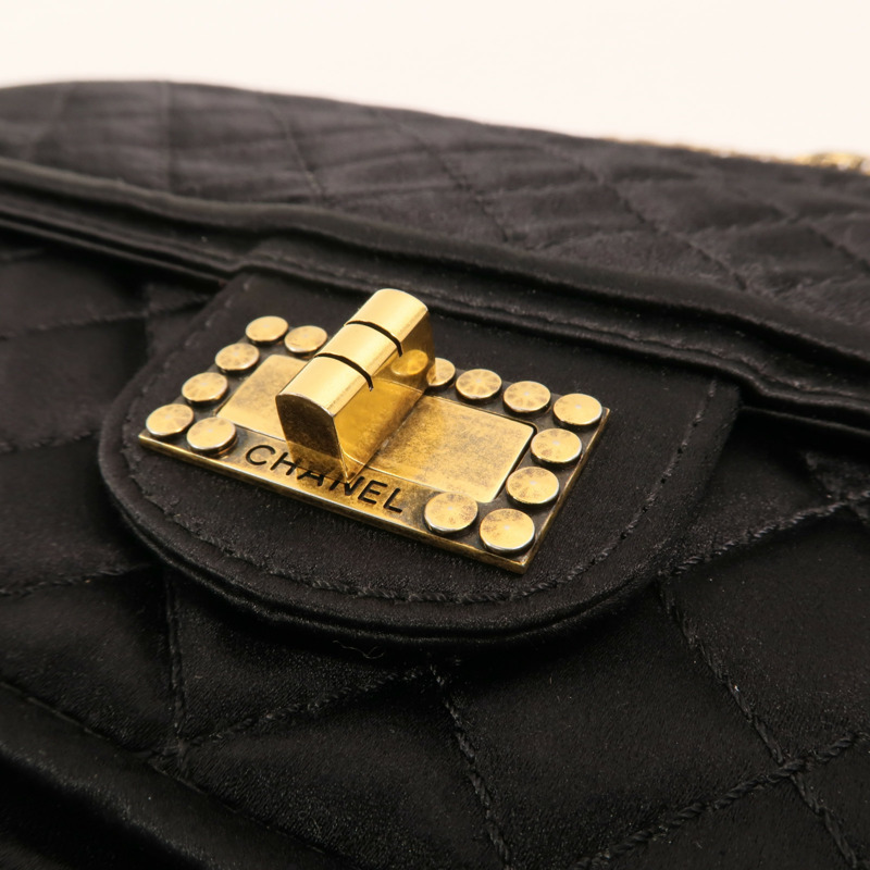 CHANEL Satin 2.55 Medium金扣鏈帶肩背袋-13