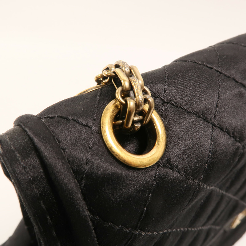 CHANEL Satin 2.55 Medium金扣鏈帶肩背袋-14