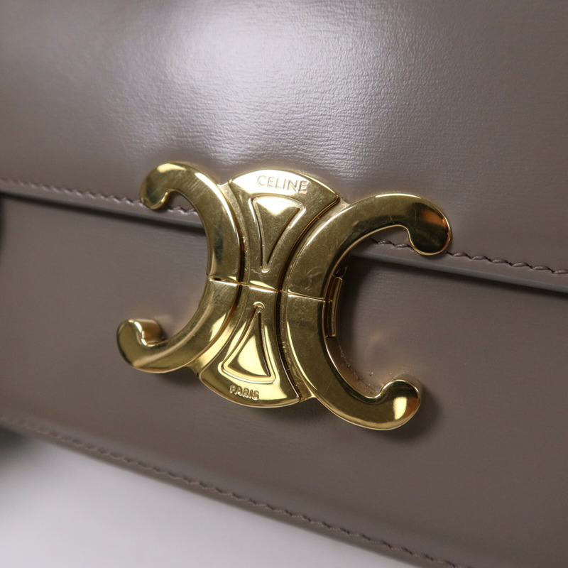 CELINE 牛皮皮革Teen Triomphe金扣肩背袋-6