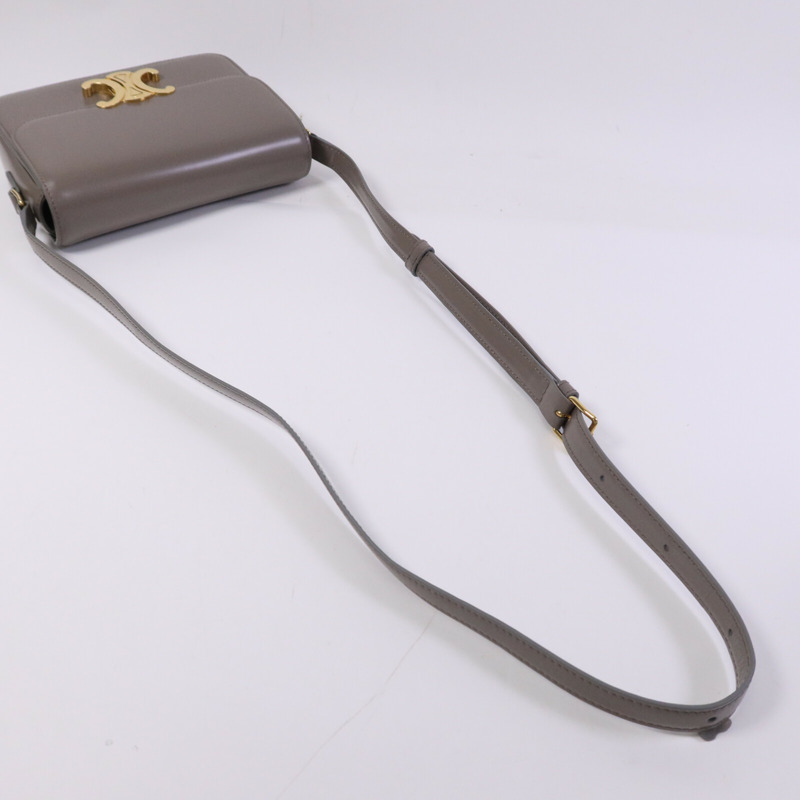 CELINE 牛皮皮革Teen Triomphe金扣肩背袋-8