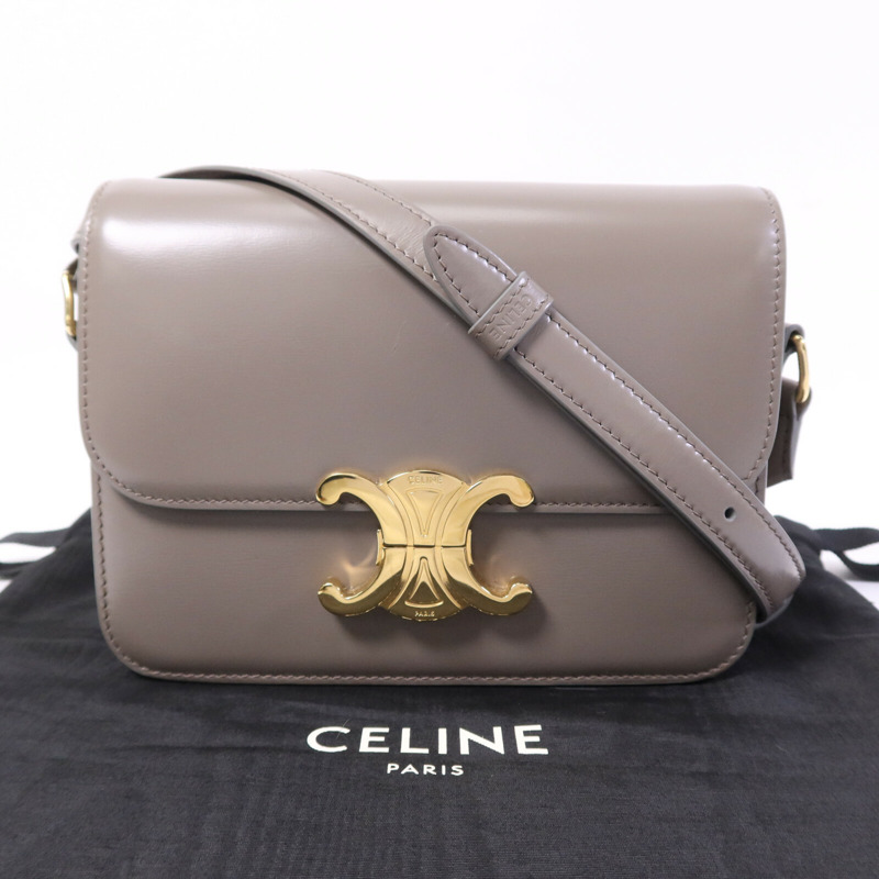 CELINE 牛皮皮革Teen Triomphe金扣肩背袋-9