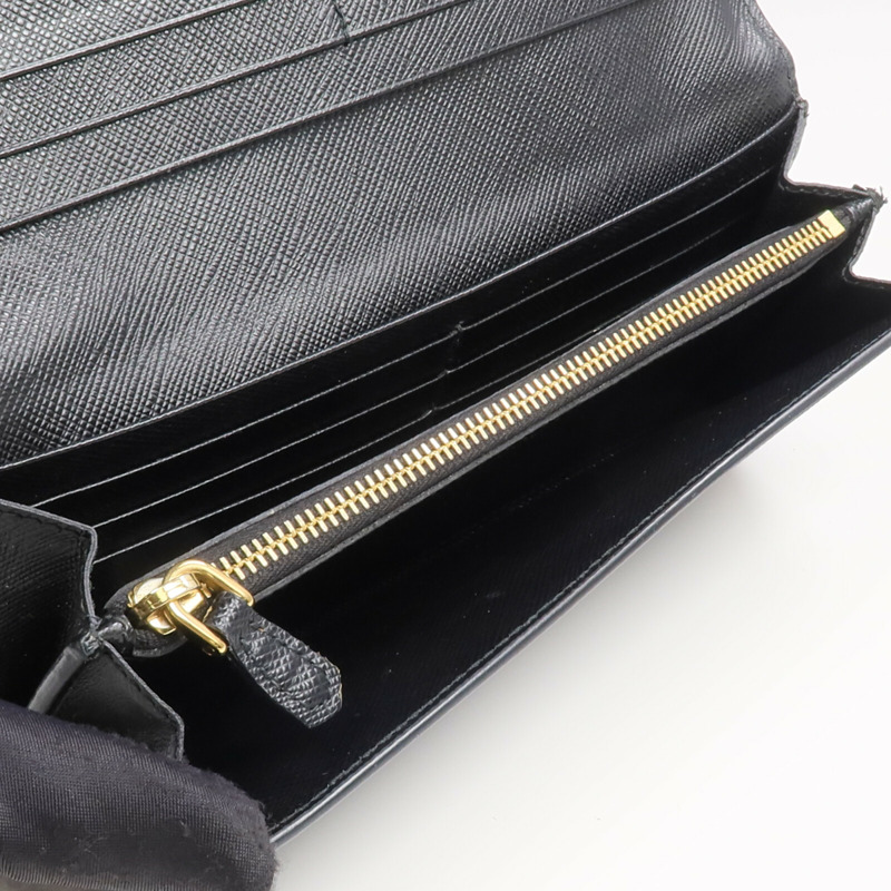 PRADA Saffiano皮革Long Wallet金扣長錢包-11
